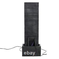 98cm Vertical Slate Solar Water Fountain Feature withLED Light Falls Garden decor