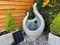 Abstract Flame Garden Water Feature, Solar Powered Outdoor Fountain Great Value