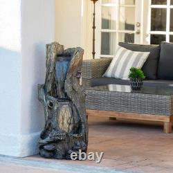 Alpine 104cm LED Outdoor Waterfall Fountain? Tree Trunk Garden Decor BRAND NEW