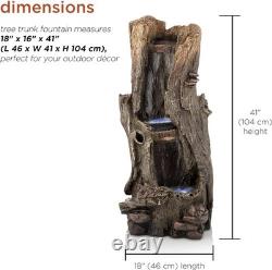 Alpine 104cm LED Outdoor Waterfall Fountain? Tree Trunk Garden Decor BRAND NEW