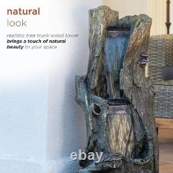 Alpine 104cm LED Outdoor Waterfall Fountain? Tree Trunk Garden Decor BRAND NEW