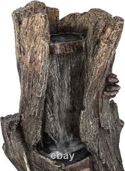 Alpine 104cm LED Outdoor Waterfall Fountain? Tree Trunk Garden Decor BRAND NEW