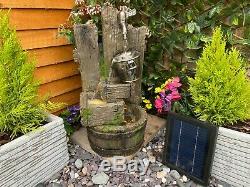 Ancient Bucket & Tap Woodland Solar Powered Garden Water Feature, fountain