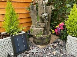 Ancient Bucket & Tap Woodland Solar Powered Garden Water Feature, fountain