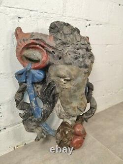 Antique 18th Century Georgian Painted Lead Rams Head Water Fountain