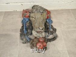 Antique 18th Century Georgian Painted Lead Rams Head Water Fountain