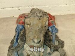 Antique 18th Century Georgian Painted Lead Rams Head Water Fountain