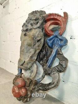 Antique 18th Century Georgian Painted Lead Rams Head Water Fountain