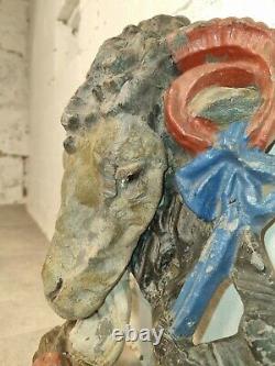 Antique 18th Century Georgian Painted Lead Rams Head Water Fountain