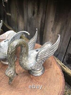 Antique French BRONZE SWAN FOUNTAIN SPOUTS water faucet tap architectural garden