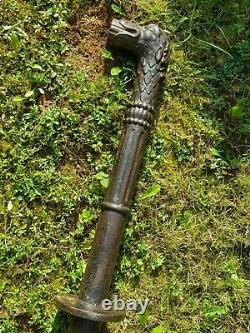 Antique-Italian Late 17th Century Wrought Iron Wolf Head Water Fountain Spout