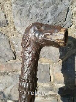 Antique-Italian Late 17th Century Wrought Iron Wolf Head Water Fountain Spout