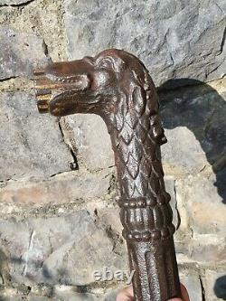 Antique-Italian Late 17th Century Wrought Iron Wolf Head Water Fountain Spout