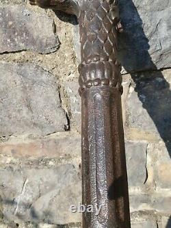 Antique-Italian Late 17th Century Wrought Iron Wolf Head Water Fountain Spout