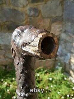 Antique-Italian Late 17th Century Wrought Iron Wolf Head Water Fountain Spout