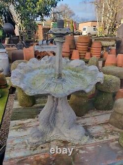 Antique Lead Garden Water Fountain Clam And Shell