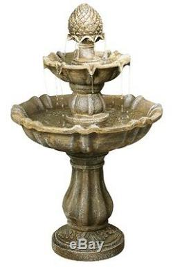 Antique Stone Effect Water Feature Fountain 2 Tier Cascade Outdoor Garden