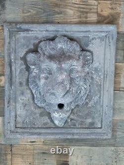 Antique Vintage Lead Lion Head Garden Water Feature Fountain Sculpture
