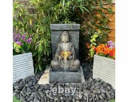 Anurak Oriental Water Feature, Solar Powered Fountain With Lights, Garden