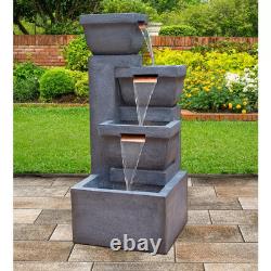 Ashboro 4 Tier Illuminated Water Feature Fountain Grey 107cm (42)