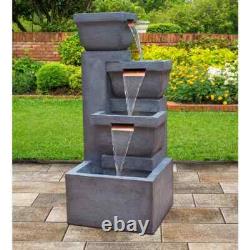 Ashboro 4 Tier Illuminated Water Feature Fountain Grey 107cm (42)