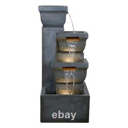 Ashboro 4 Tier Illuminated Water Feature Fountain Grey 107cm (42)