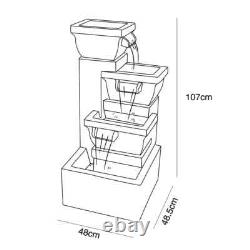 Ashboro 4 Tier Illuminated Water Feature Fountain Grey 107cm (42)