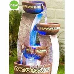 Aztec Columns 3 Tier Jar Jug Water Feature Fountain Cascade Garden Stone Effect