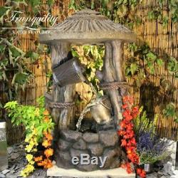 Bamboo Cottage Traditional Water Feature, Garden fountain, Inc lights, Mains