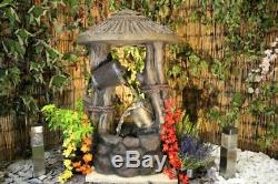 Bamboo Cottage Traditional Water Feature, Garden fountain, Inc lights, Mains