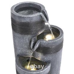 Barrel Solar Powered Outdoor Fountain Garden Water Feature LED Polyresin Statues