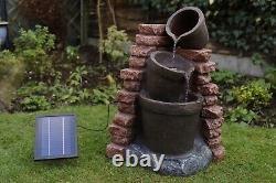 Battery Backup Garden Outdoor Solar Powered Corner Brick Water Fountain Feature