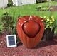 Battery Backup Garden Solar Power Red Ceramic Effect Water Fountain Feature