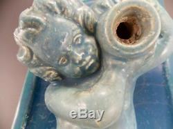 Beautifull Exceptional Art Nouveau Majolica Wall Water Fountain Antique 1850