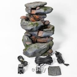 Bekko Falls Stone Effect 3 Tier Rock Cascade Garden Water Feature LED Lights