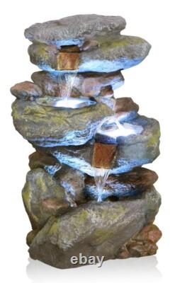 Bekko Falls Stone Effect 3 Tier Rock Cascade Garden Water Feature LED Lights