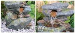 Bekko Falls Stone Effect 3 Tier Rock Cascade Garden Water Feature LED Lights