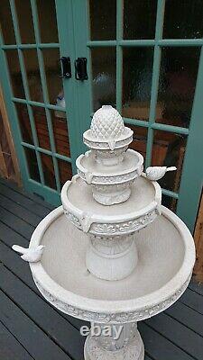 Bernini 4 Tier LED Lit Battery Outdoor Garden Water Fountain Feature Bird Bath