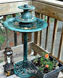 Bird Bath Solar Water Feature Garden Patio Fountain Ornament Green