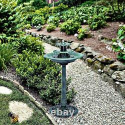 Bird Bath Solar Water Feature Garden Patio Fountain Ornament Green