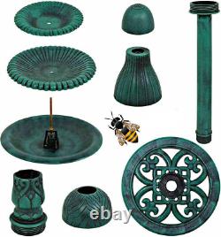 Bird Bath Solar Water Feature Garden Patio Fountain Ornament Green