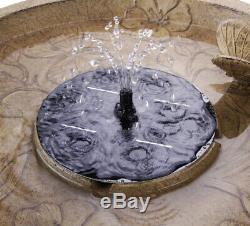 Birdbath Water Feature Fountain Solar Power Butterfly Motif Stone Effect Garden