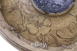 Birdbath Water Feature Fountain Solar Power Butterfly Motif Stone Effect Garden