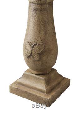 Birdbath Water Feature Fountain Solar Power Butterfly Motif Stone Effect Garden