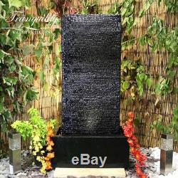 Black Resin Wave Contemporary Water Feature with led, garden fountain wall