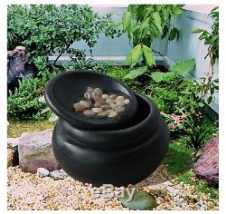 Black Water Feature Outdoor Garden Patio Statue Fountain Modern Zen Bowl New