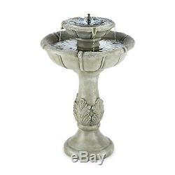 Blumfeldt Water Fountain 2 Tier Level Garden Solar Pump 200 L/ Hr Concrete Look