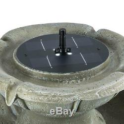 Blumfeldt Water Fountain 2 Tier Level Garden Solar Pump 200 L/ Hr Concrete Look