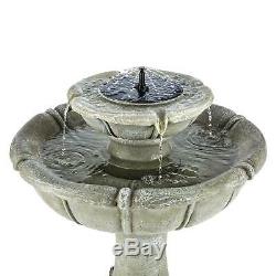 Blumfeldt Water Fountain 2 Tier Level Garden Solar Pump 200 L/ Hr Concrete Look