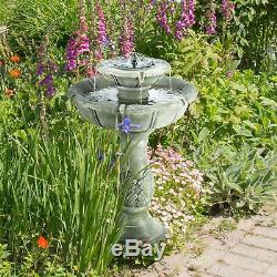 Blumfeldt Water Fountain 2 Tier Level Garden Solar Pump 200 L/ Hr Concrete Look